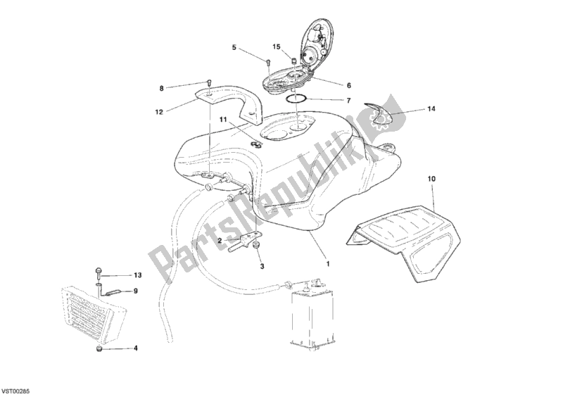 All parts for the Fuel Tank of the Ducati Superbike 999 USA 2006